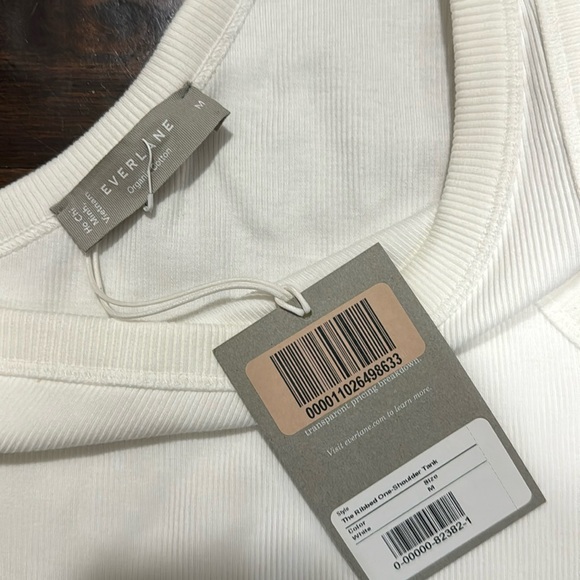 NWT Everlane Ribbed One Shoulder Med White Tank Cropped - Picture 2 of 2